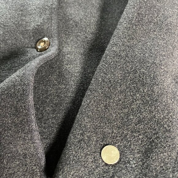 Vintage Benetton Wool Coat w/ Faux Fur Collar — Double Breasted Gray - Picture 13 of 16